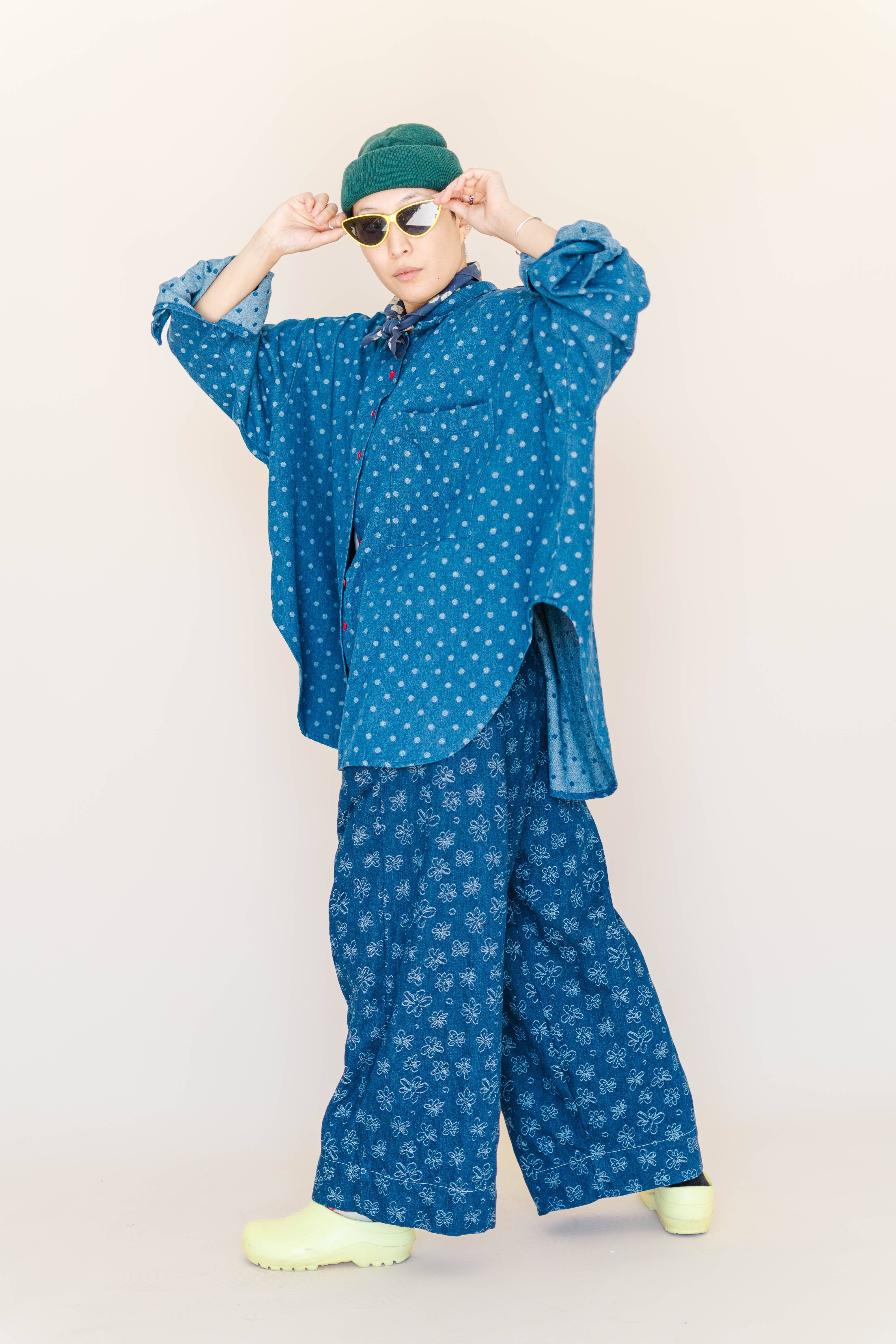 Nettle Studios - Wholesale Button Down Shirt - Women's - Size Inclusive Plus Size Polka Dot Denim Button Up Shirt11