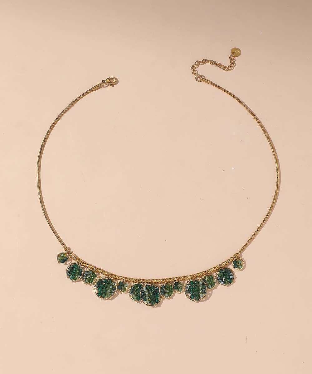 Blossom bijoux - Vente Collier ras-de-cou - Collier acier inoxydable perles cristal 25CA0122