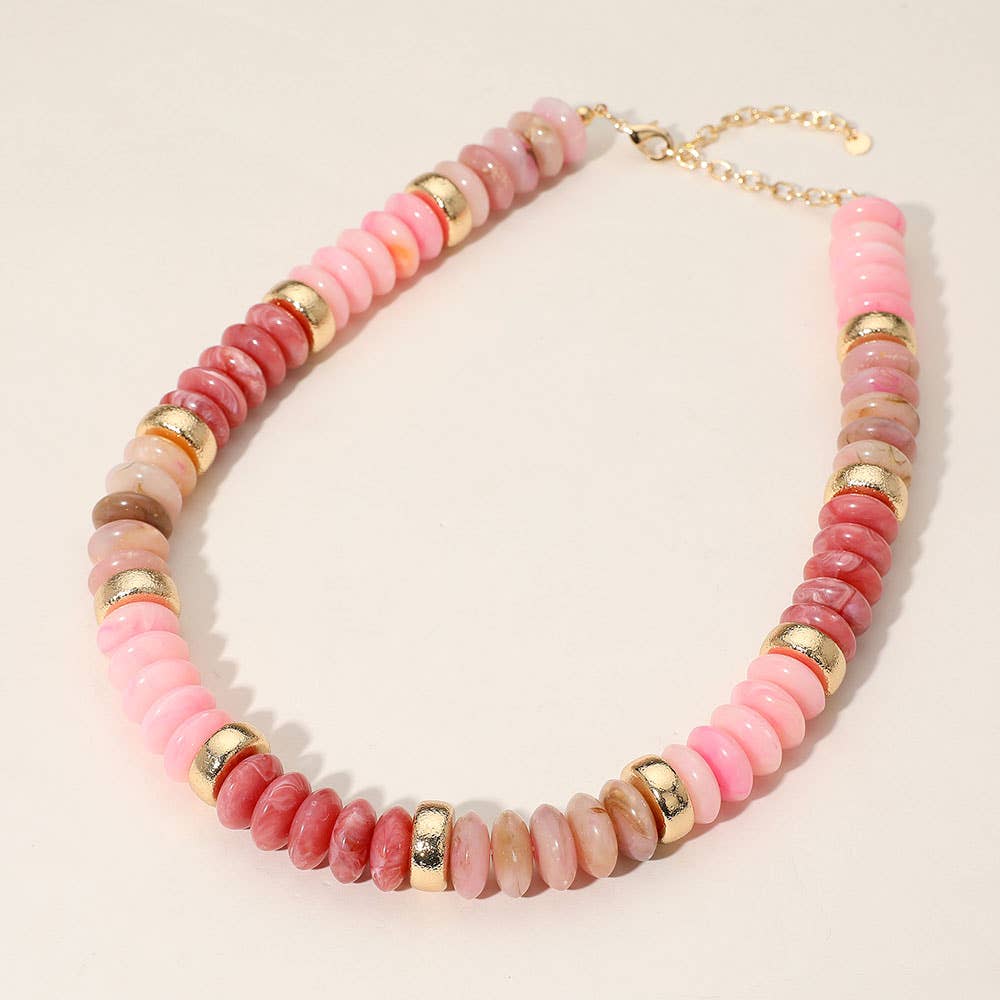 Sensibling Corp. - Wholesale Beaded/Pearl Necklace - Chunky Resin Disc Beaded Necklace17