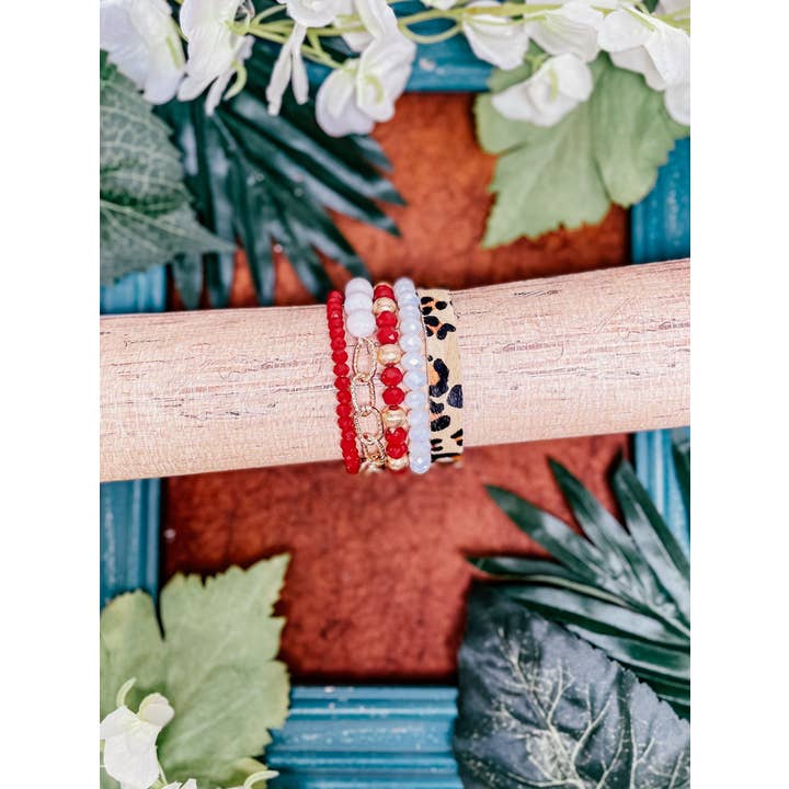 Anchors Away Bracelet Set, Red & Gold for wholesale on Faire