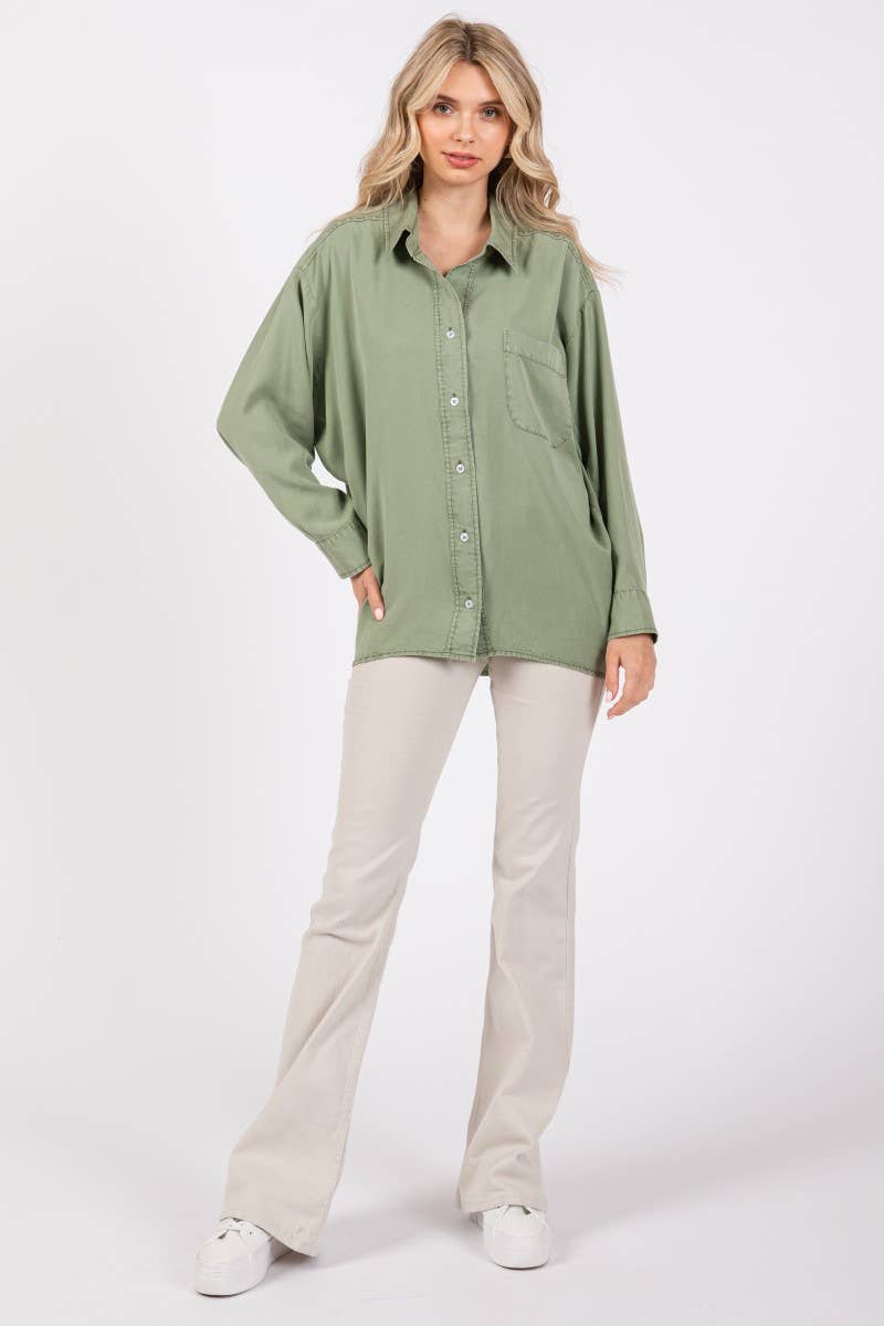 ZiA Apparel - Wholesale Button Down Shirt - Women's - V-NECK LAPEL COLLAR SHIRT 1