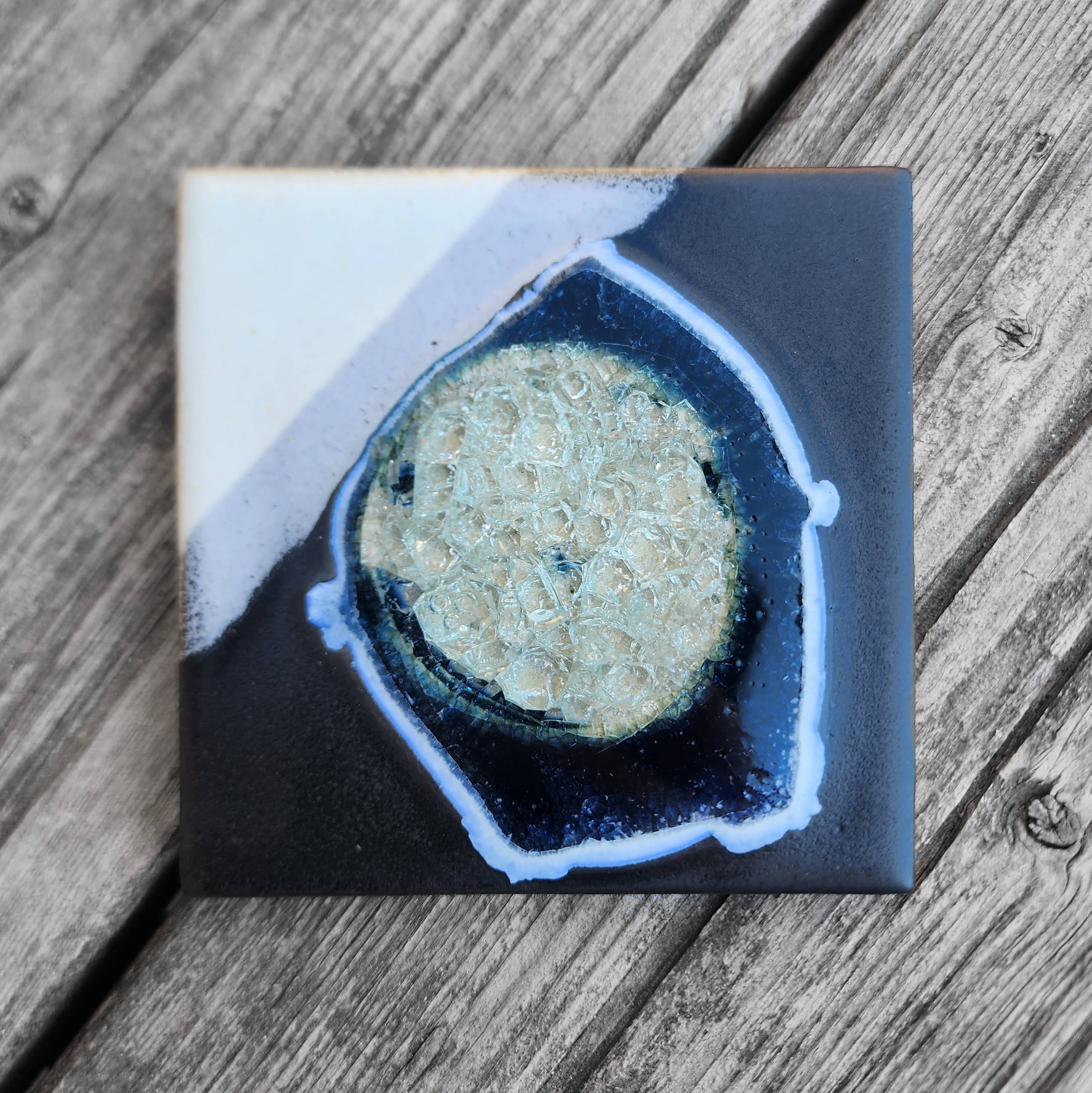 Dock 6 Pottery - Vente Sous-verre - Sous-verre Geode Crackle, individuel, 4 « x 4", verre fondu38