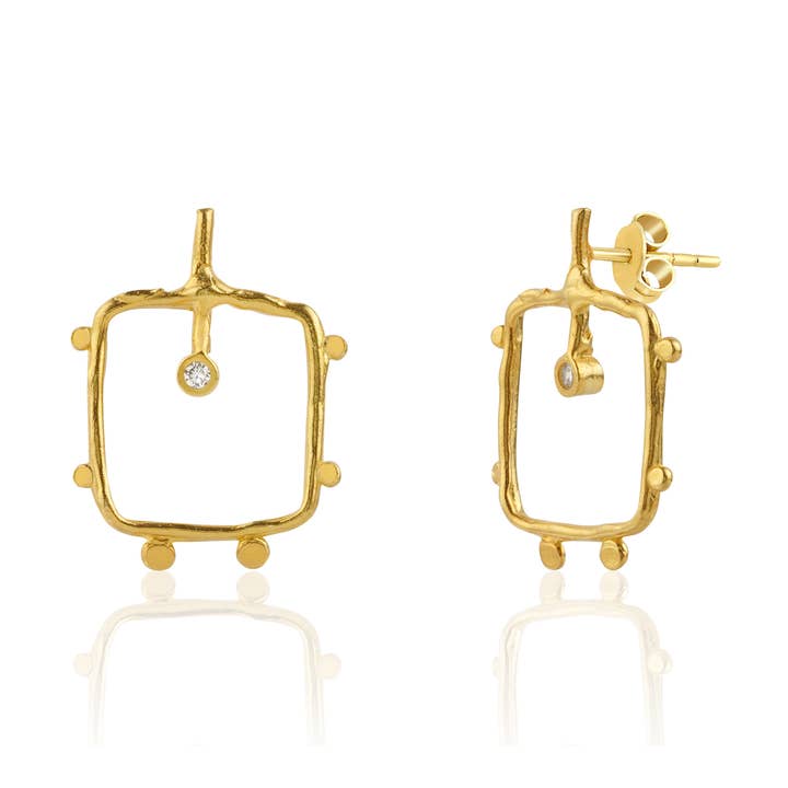 KERNE | FIRKANTEDE TEKSTURER STUD ØRERINGE for engroshandel hos Chakarr Jewelry