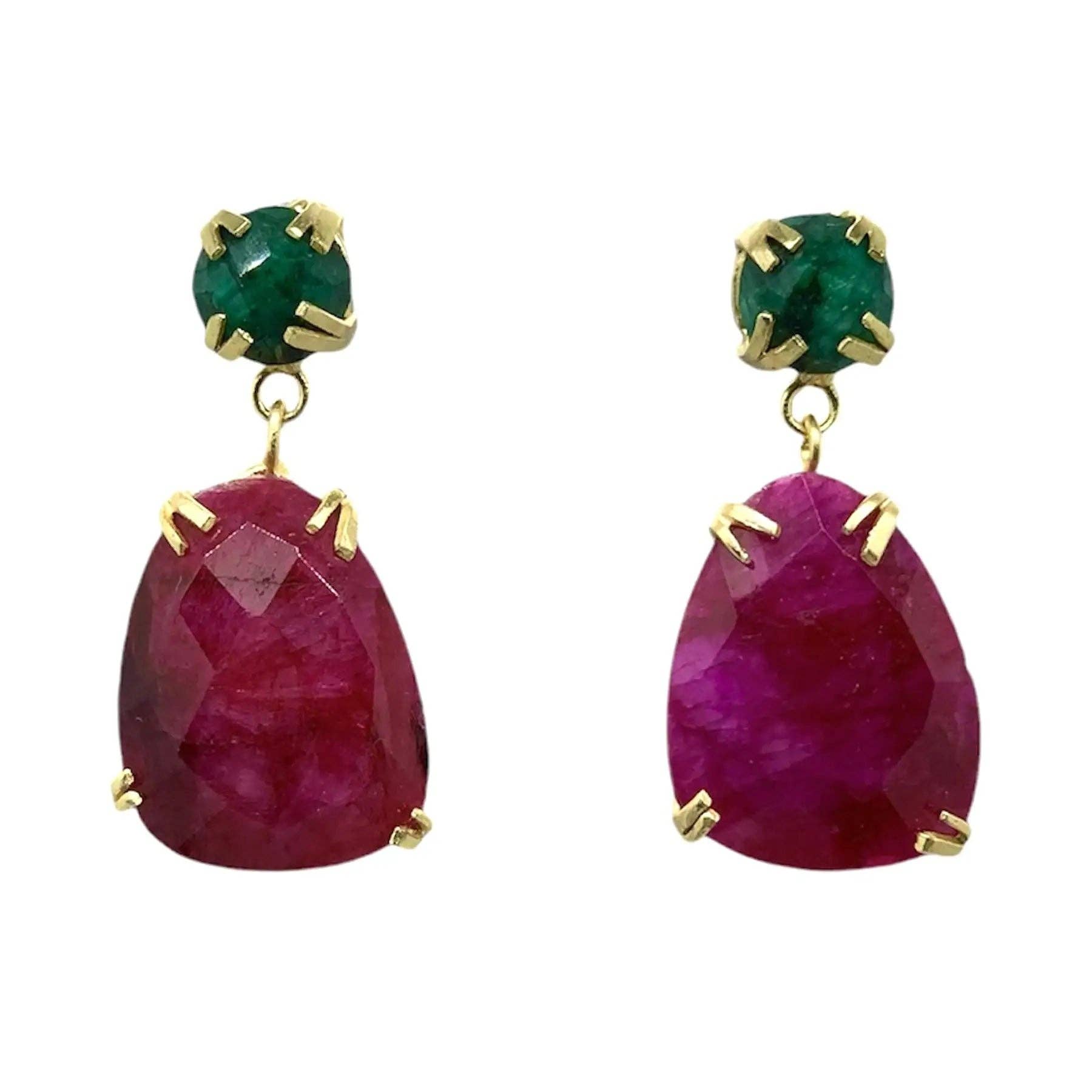 ACUS - Wholesale Dangle Earrings - Green Garnet and Ruby Earrings0