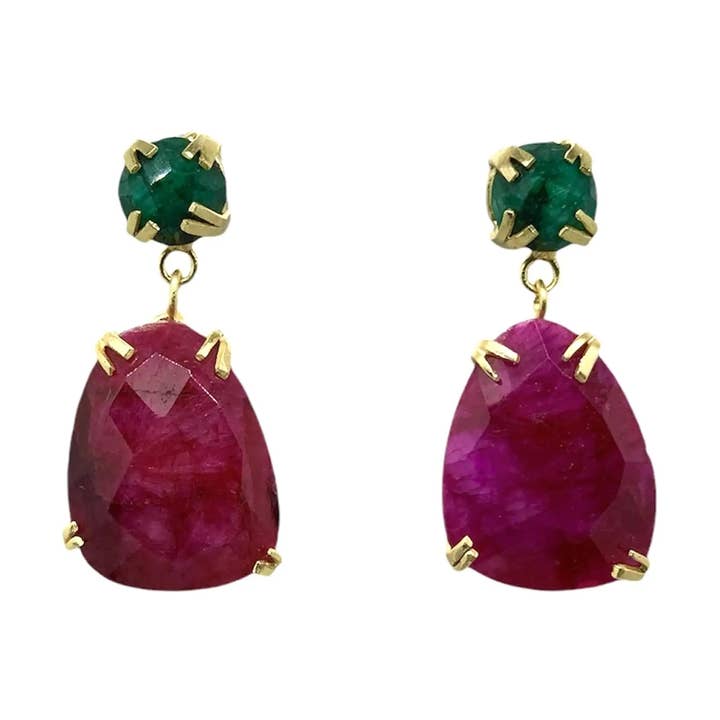 ACUS - Wholesale Dangle Earrings - Green Garnet and Ruby Earrings0