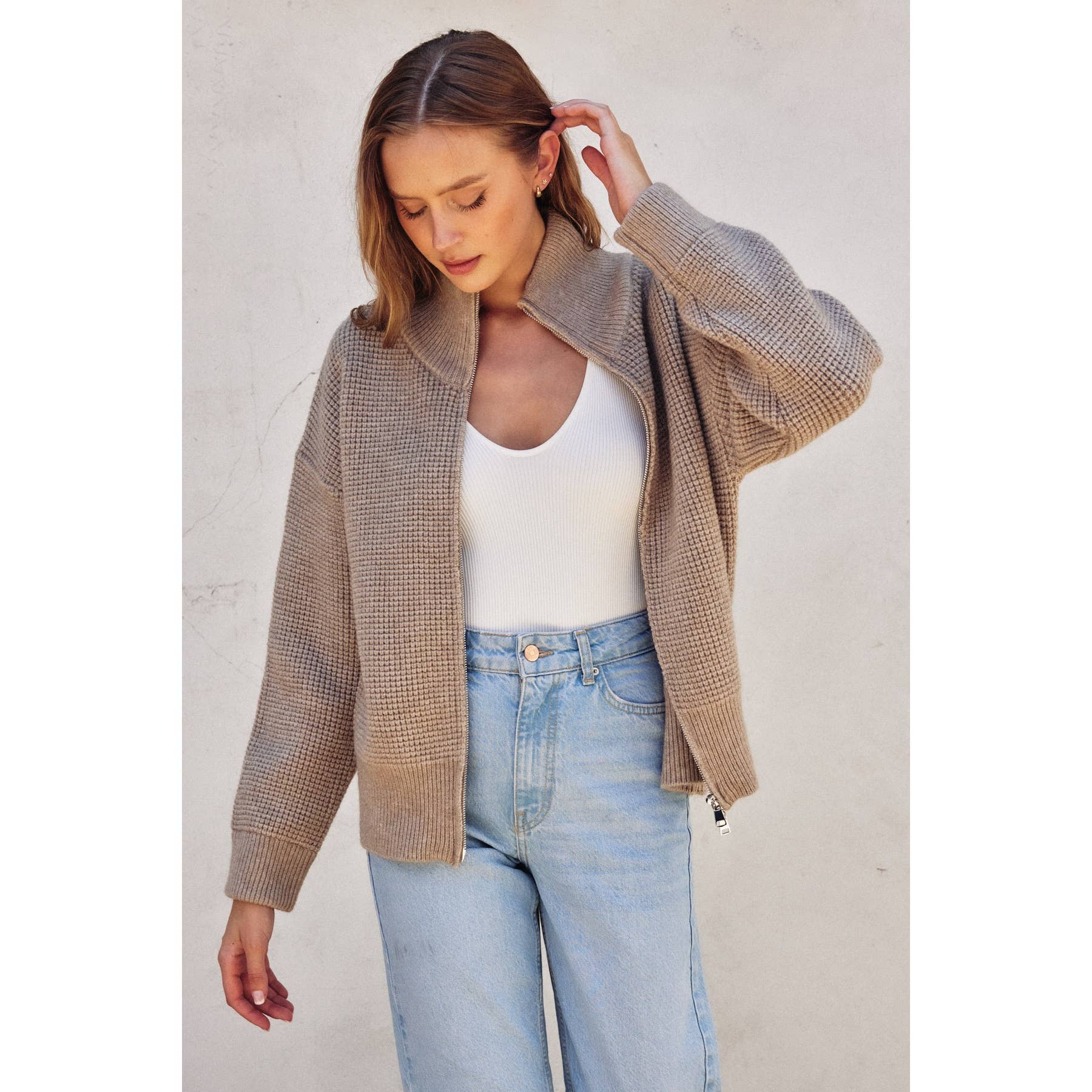 Dress Forum - Wholesale Jacket - Women's - Two Way Zip Waffle Knit Jacket10