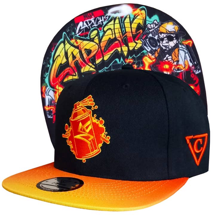 Beatboxer Snapback - Preto/Laranja Ombre por atacado de Capiche