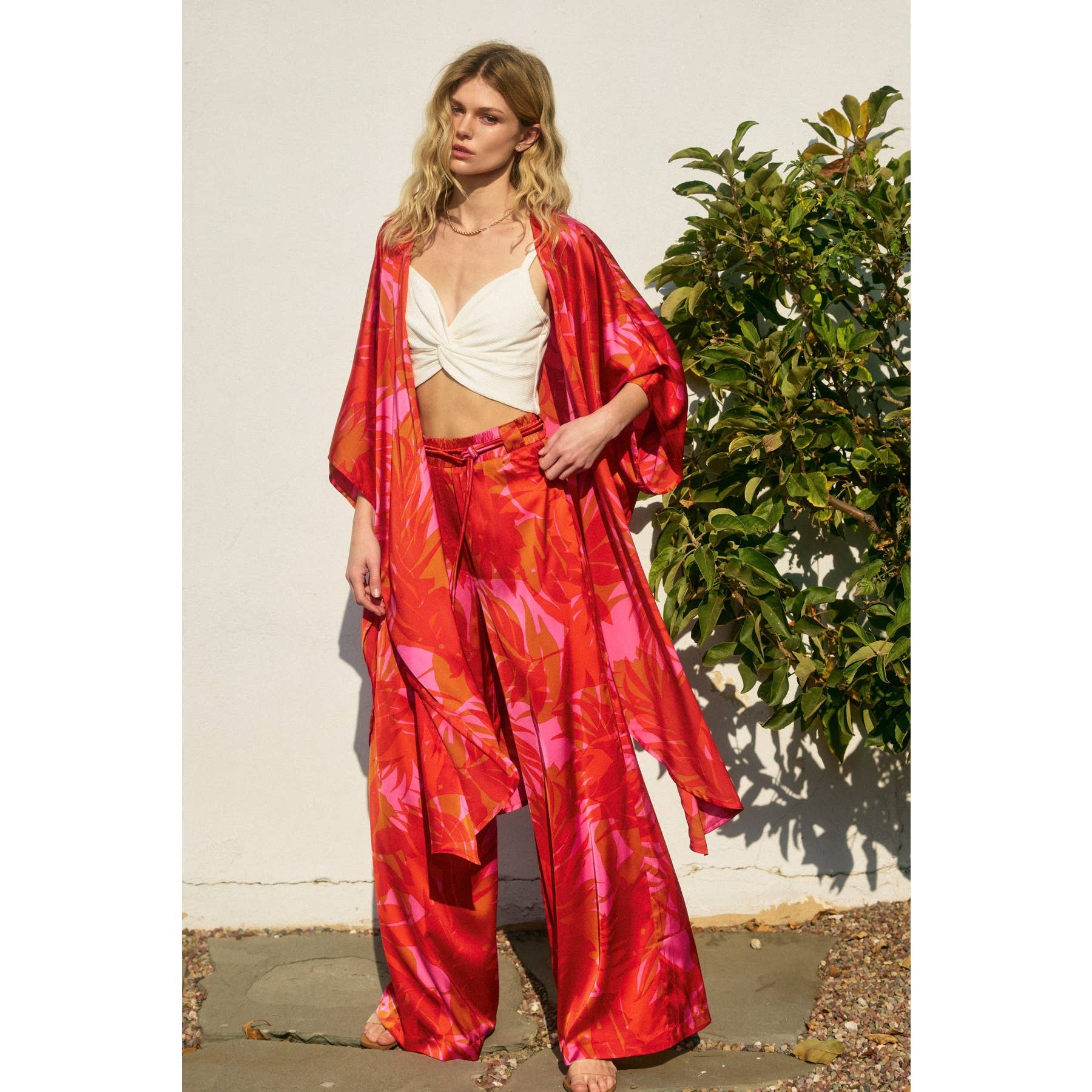 FLAME SCARLET Sunset Lover Looped Belt Pants for wholesale on Faire4