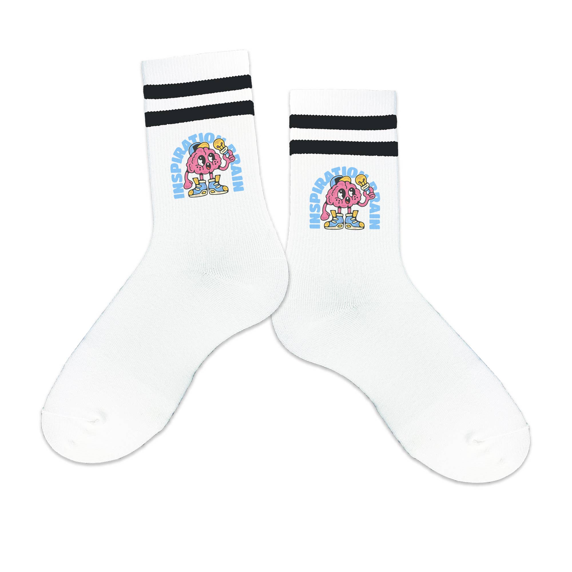 Sockprints - Wholesale Socks - Unisex - Custom Printed White Black/Stripe Ribbed Crew Socks7