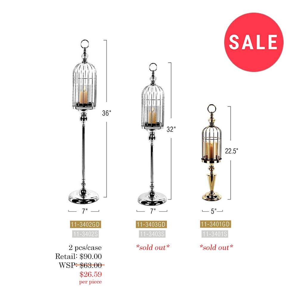 Galore Home - Wholesale Candle Holder - SALE | 36" Tall Metal Birdcage Candle Stand Candle Holder1
