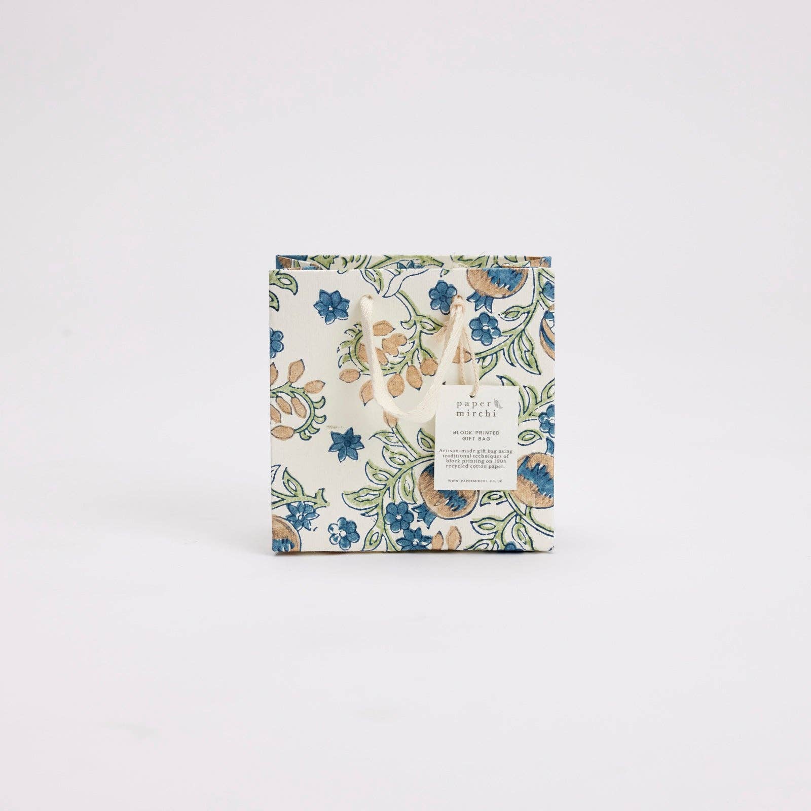 Paper Mirchi - Wholesale Gift Bag - Hand Block Printed Gift Bags (Small) - Indigo2