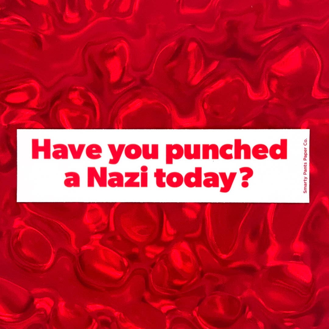 Smarty Pants Paper – Adesivo por atacado – Autocolante de Para-choques "Dá um Murro num Nazi"1