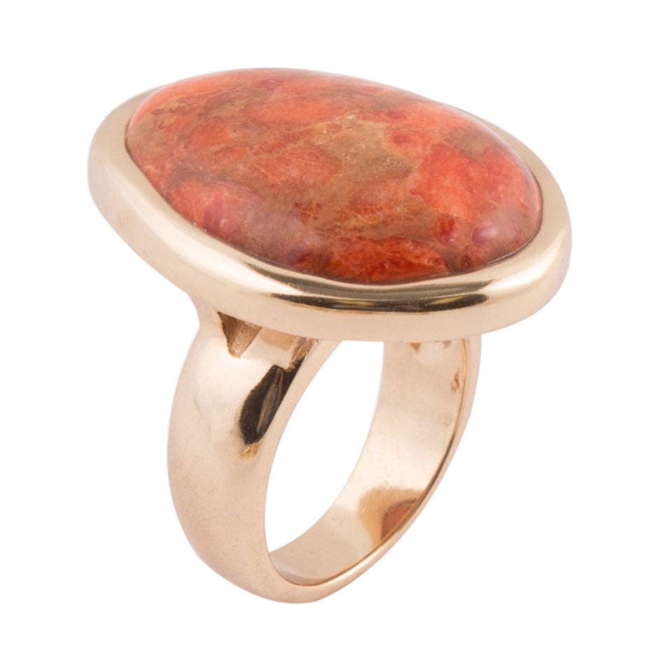 Barse Jewelry - Vente Bague de cocktail/de cérémonie - Anneau de corail éponge abstraite