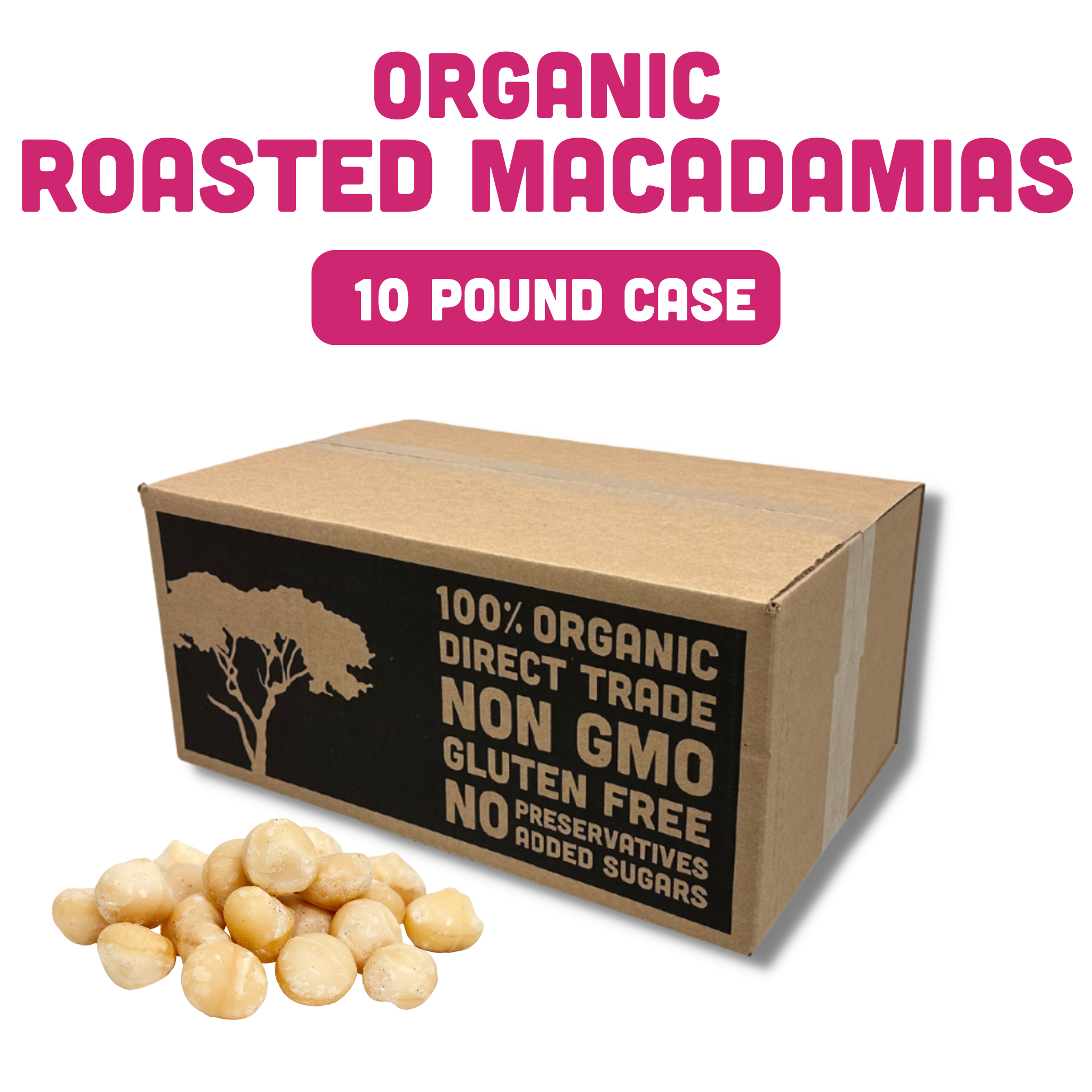Mavuno Harvest Organics - Wholesale Nuts - Organic Roasted Macadamias, 10-pound bulk case0
