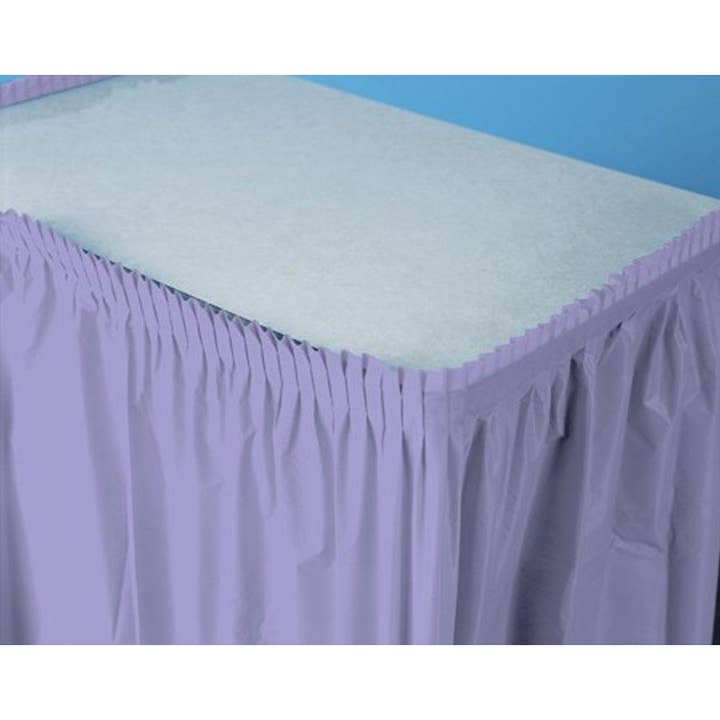 Saia de mesa de plástico 14 pés Luscious Lavender, Caixa de 6 por atacado de KT Supply