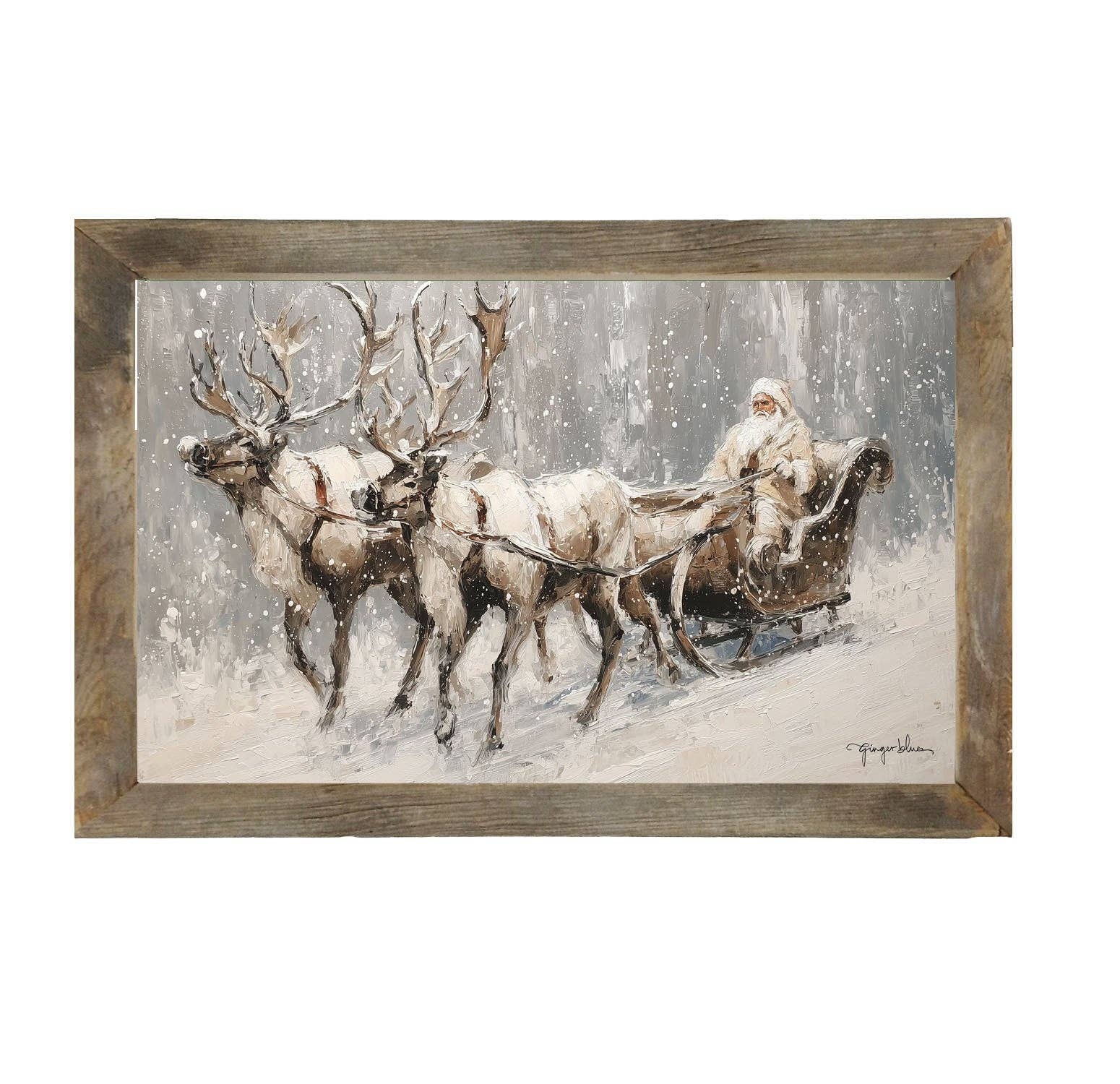 ginger blue - Wholesale Art Print - Sleigh Ride in Forest - Horizontal Frame5