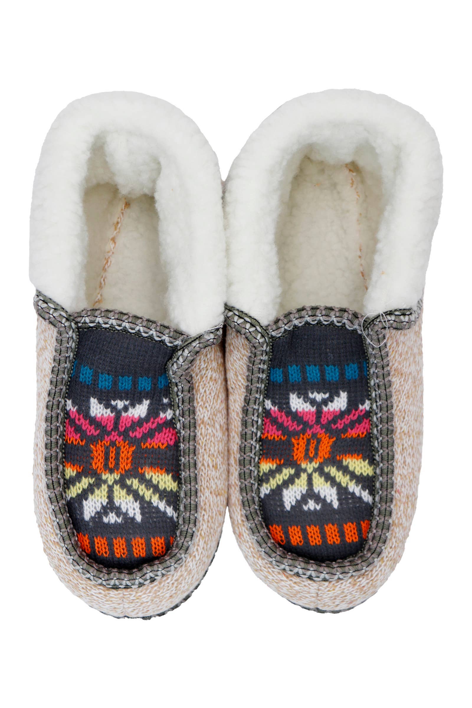 ASSORTED Boho Multi-tribal Shearling Lined Moccasin Slippers for wholesale on Faire11