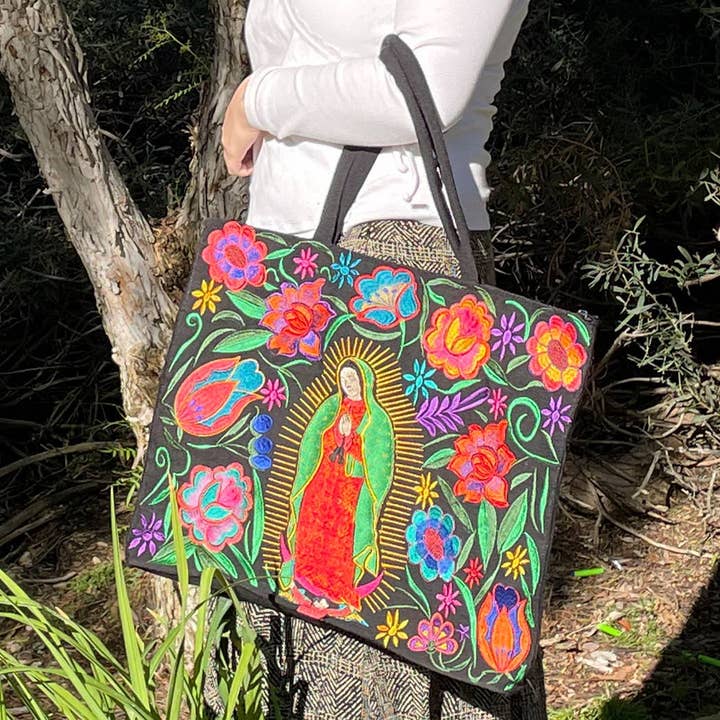Sac à main pour femme - Notre-Dame de Guadalupe NOIR 18"x 15" pour la vente par Oremus Mercy
