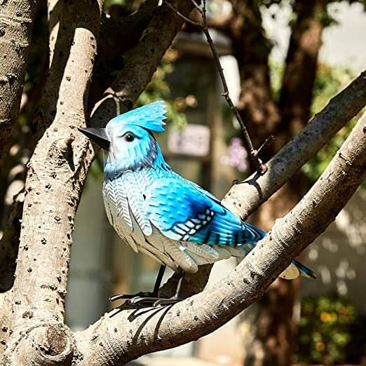 The Wine Savant /  Khen Glassware – Engroshandel Udendørs pynt/dekoration – Blue Jay Metal Bird, Garden Yard Skulptur Kunst - Stor9
