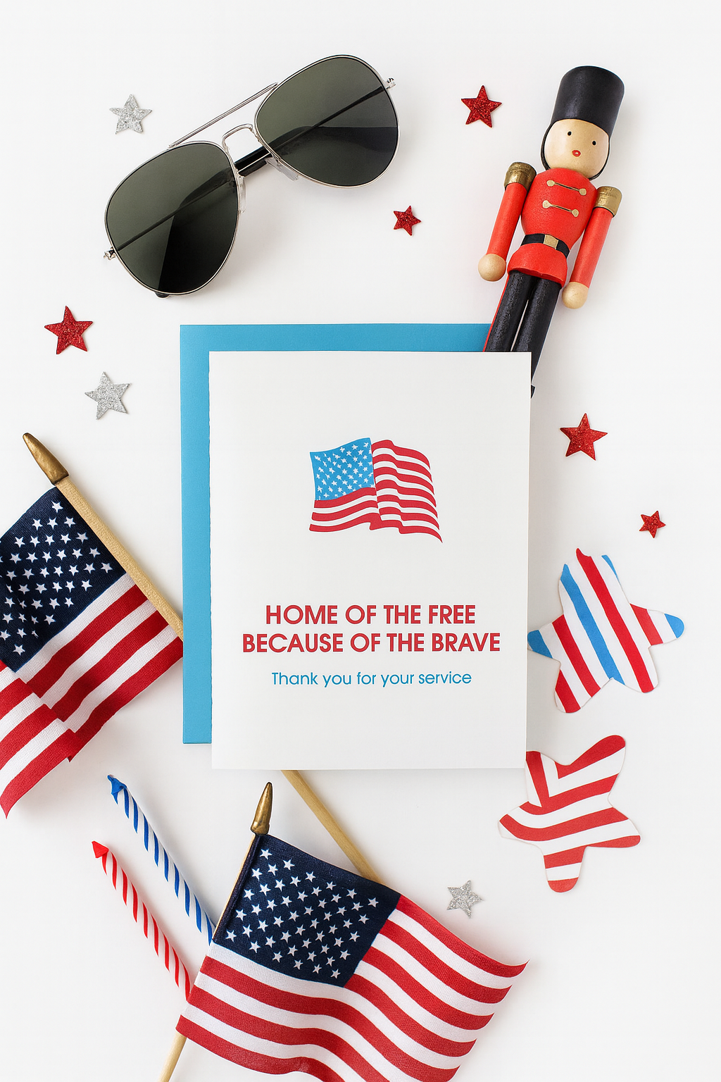 Chez Gagné - Vente Carte de vœux classique - Maison des libres grâce aux braves - Carte patriotique des États-Unis1