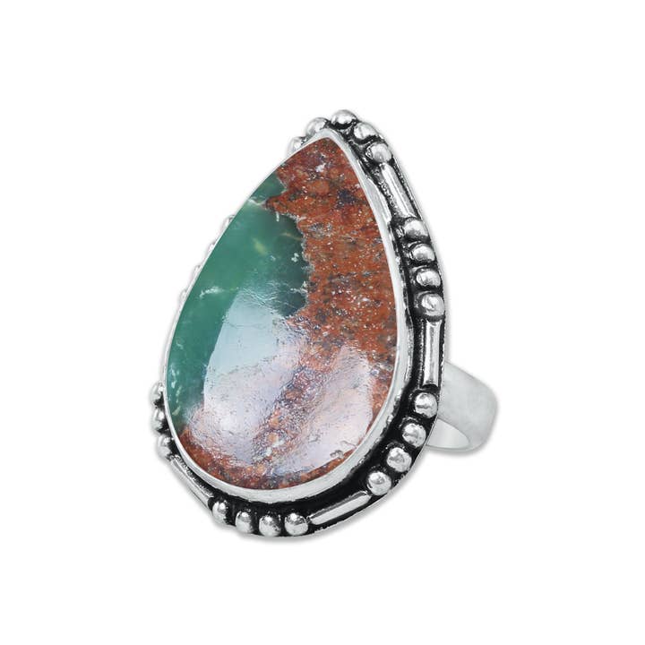 Handmade Jewels - Wholesale Cocktail/Statement Ring - Chrysoprase Matrix Rings – Silver-Plated, Handmade, Assorted Sizes (Made to Order)3