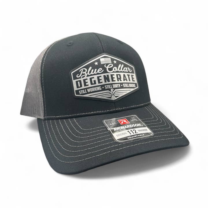 Blue Collar Degenerate 2.0 - Casquette Trucker Richardson 112 - Plusieurs couleurs pour la vente par Brave Mind Hat Co