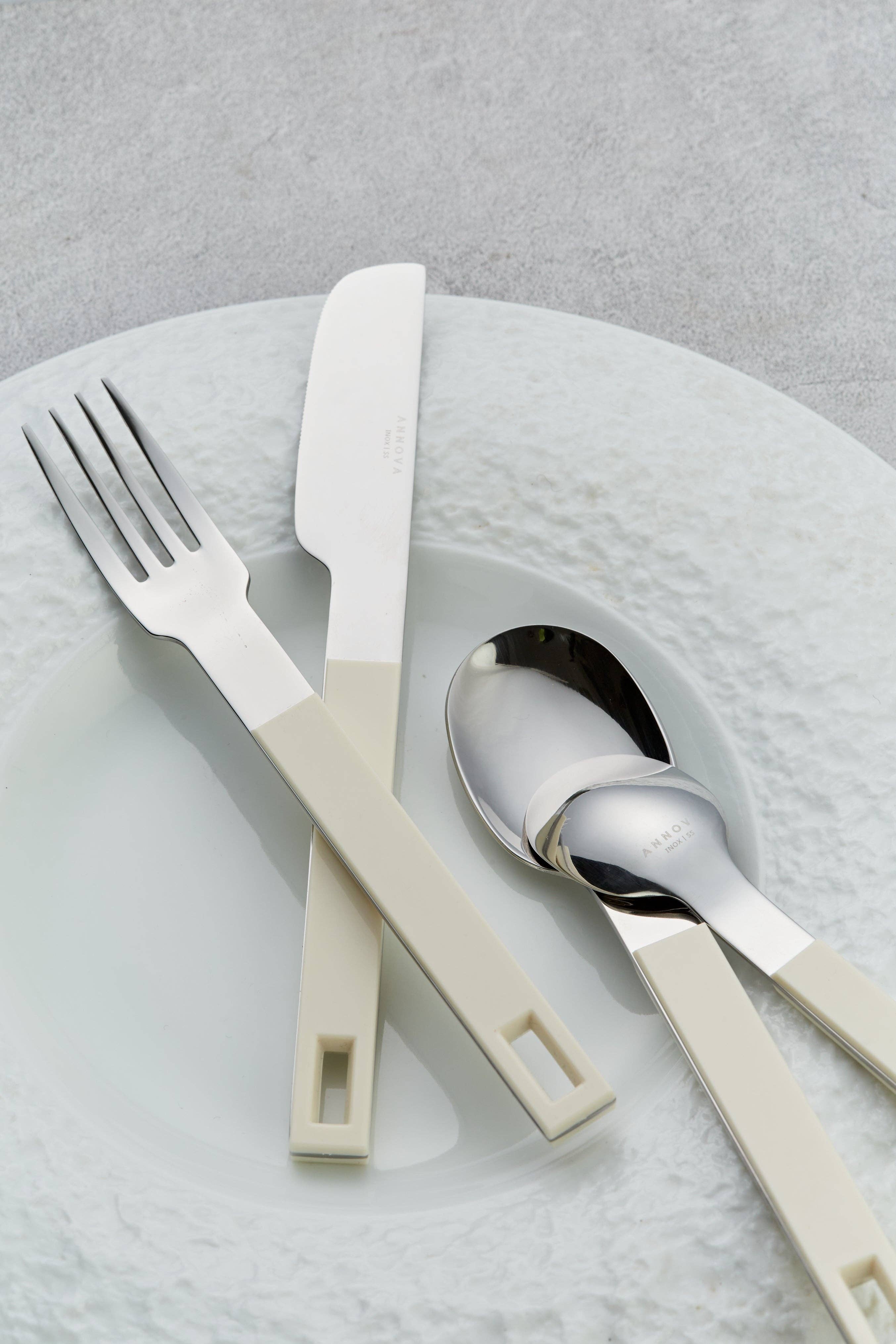 ANNOVA - Wholesale Flatware Set - ANNOVA Block Handle Silverware Set 20 Pieces Color Modern Style Flatware24