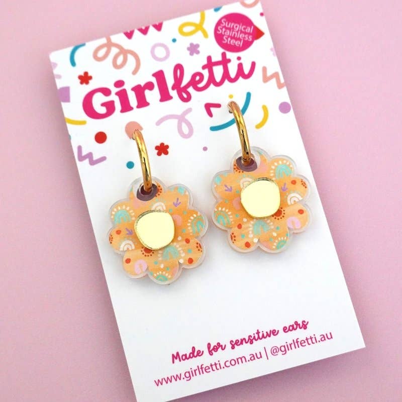 Girlfetti - Wholesale Dangle Earrings - 'Happy Days 3' Acrylic Flower Dangle Earrings1