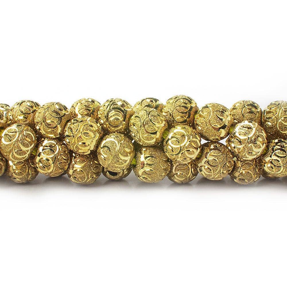 The Bead Traders - Wholesale Beads - 10mm Brass Circle Cut Stardust Rounds 8 inch 21 beads1