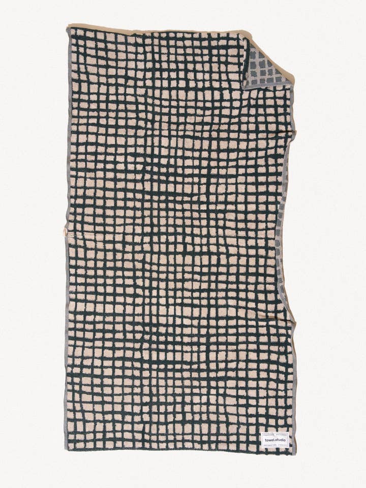 Bold Grid Bath Towel | Forest Green for wholesale by towel.studio