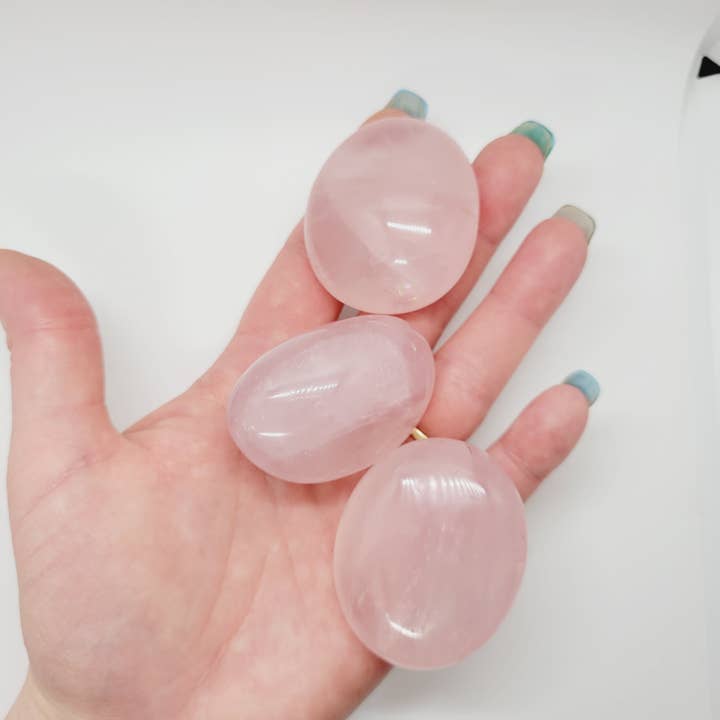 Rose Quartz Palm Stone Metaphysical Crystals Reiki Healing for wholesale by The Raven's Edge