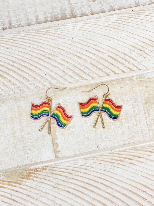 Rainbow Flag Dangle Earrings for wholesale by Prep Obsessed Wholesale