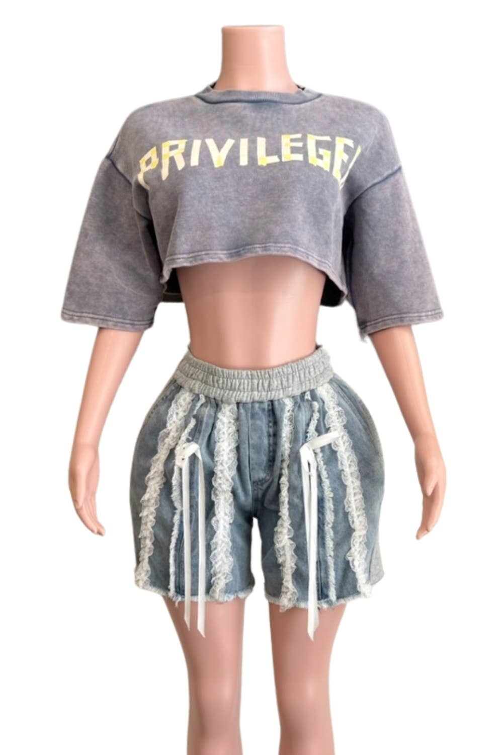 NEWGENS - Wholesale Graphic Sweatshirt - Women's - NT1091A PRIVILEGED Washed Crop Sweatshirt1