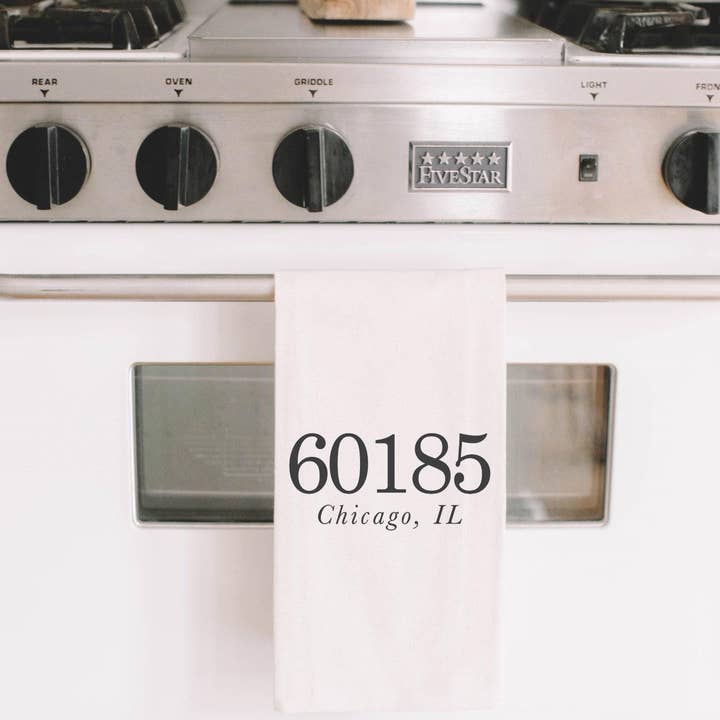 Personalized Tea Towel - Personalized Zip Code | for wholesale by DWELL Home Shoppe