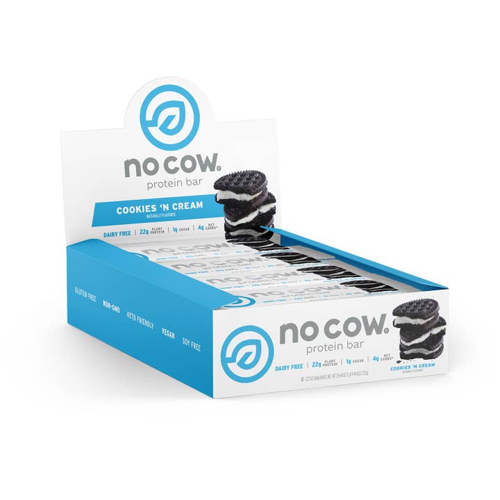 No Cow - Wholesale Snack Bar - No Cow Protein Bars, Cookies 'N Cream, 12 Pack1