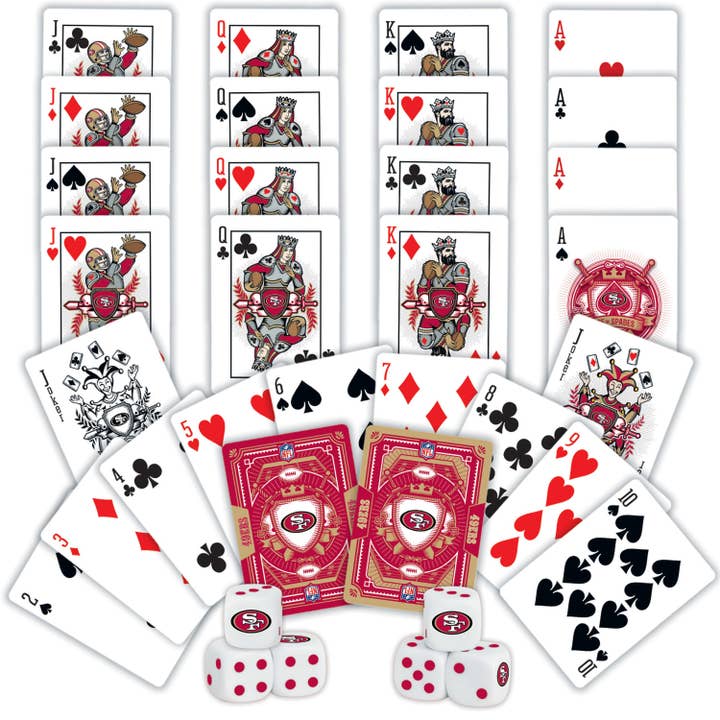 Masterpieces Puzzles - Wholesale Playing Cards - San Francisco 49ers - 2-Pack Playing Cards & Dice Set