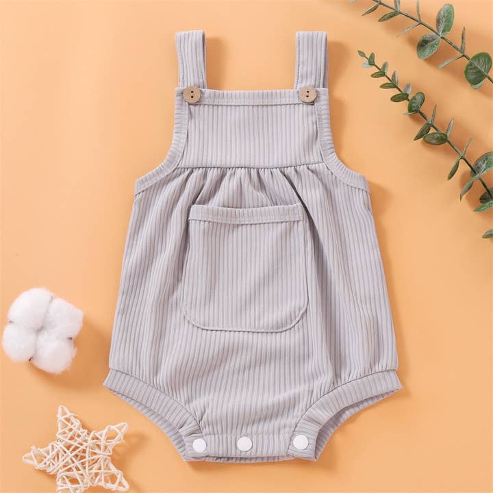 PatPat - Wholesale Bodysuit (Non-Footed) - Baby - Baby Pretty Candy Color Solid Pocket Decor Strappy Romper