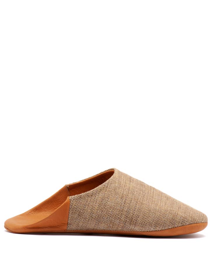 Russet Linen Fusion - Leather & Textile Slippers for wholesale by Faz
