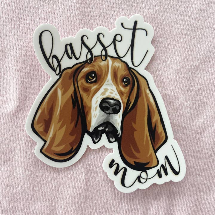 Basset Dog Mom Sticker for wholesale by AdaleAnnDesigns