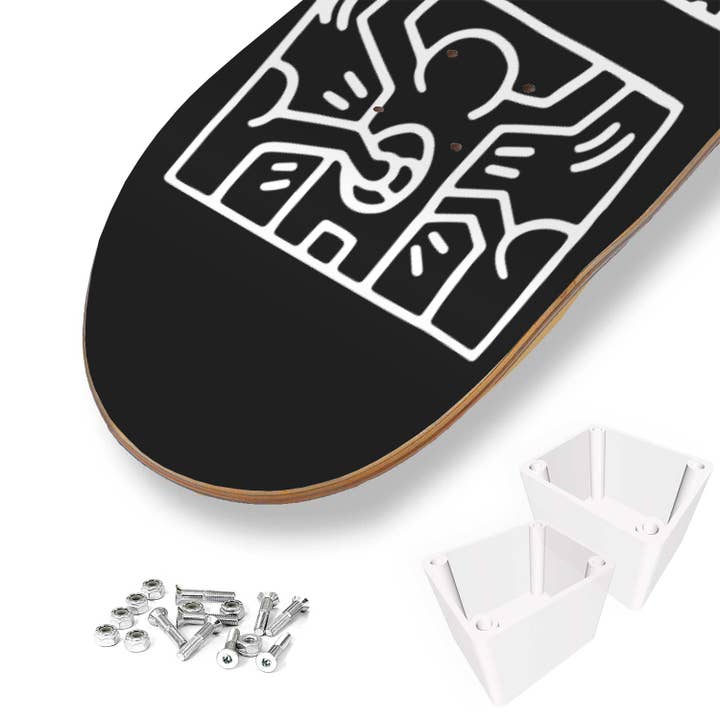 SkateboardArtsy - Wholesale Wall Accent - Keith Haring - 1989 Retrospect Black and White Edition - 3 Piece Skateboard Wall Art5