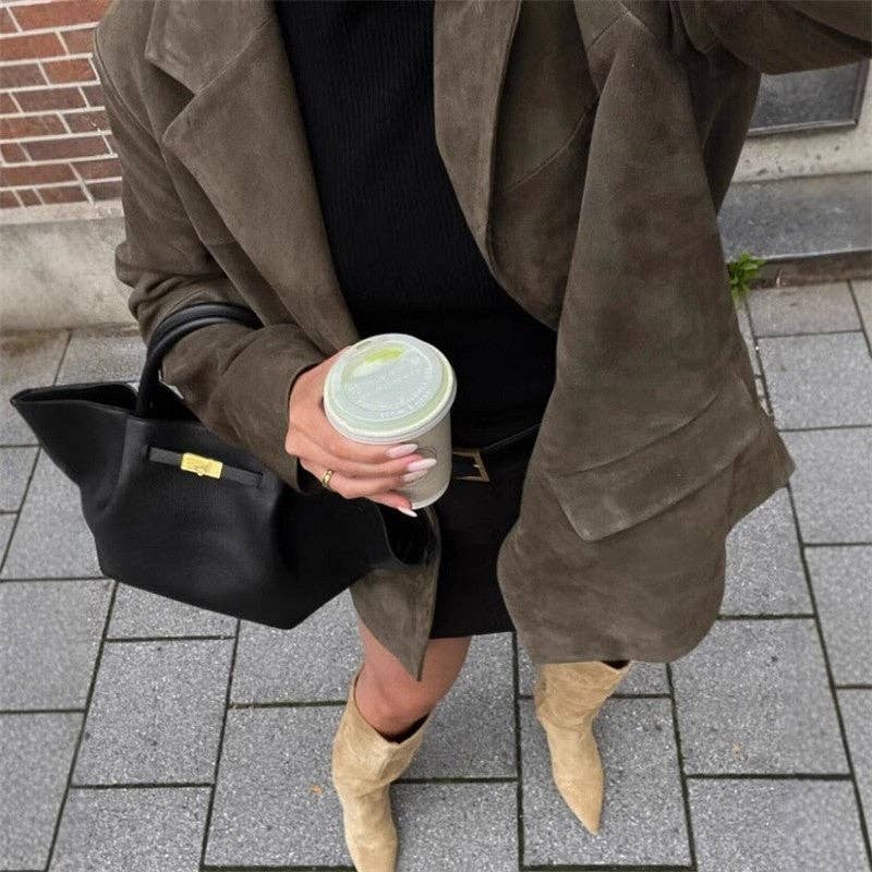 UZ Wholesale Store - Wholesale Jacket - Women's - Vintage Loose Fit Suede Jacket Coat3