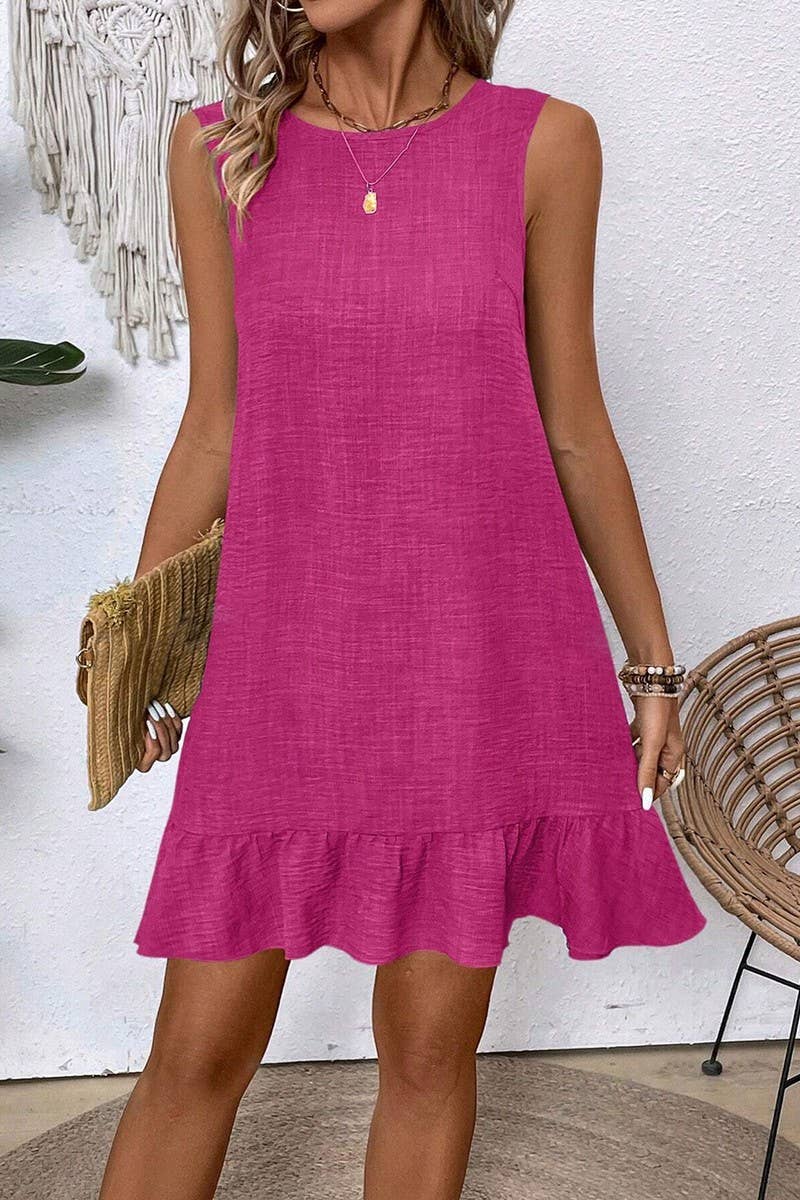 NINEXIS - Wholesale Dress - Women's - CWDSD7142_RUFFLED SLEEVELESS CASUAL TANK DRESS8
