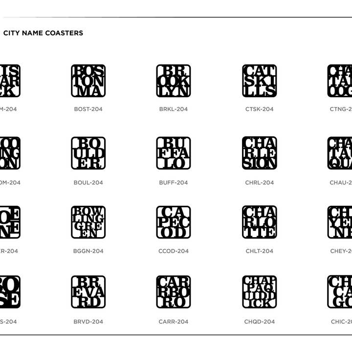 Grainwell - Wholesale Coasters - City Name Wood Coaster - Sets of 22