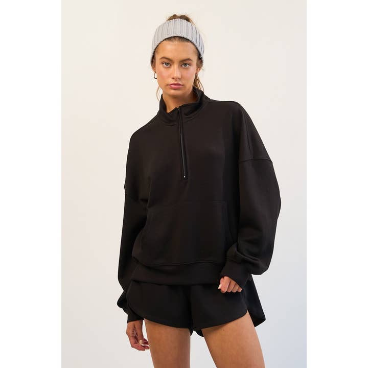 The GREii - Wholesale Sweatshirt - Women's - Mock Neck Half Zip Up Sweatshirt