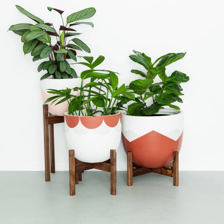 Plant Stands in Walnut for wholesale by Jemmervale Designs