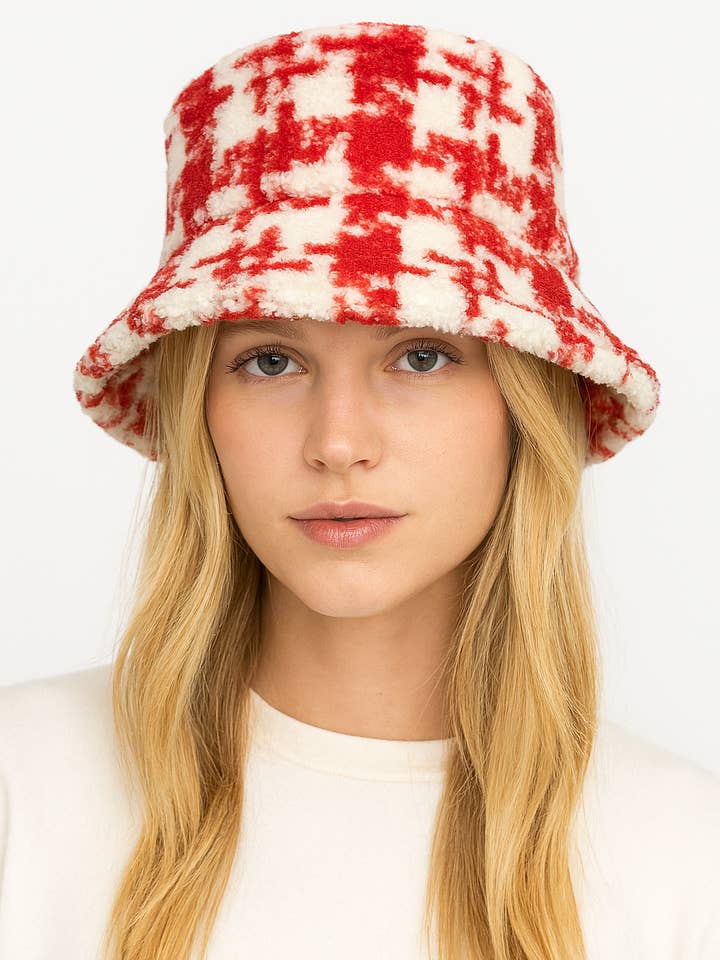 Plaid Sherpa Bucket Hat for wholesale by Do Everything In Love®