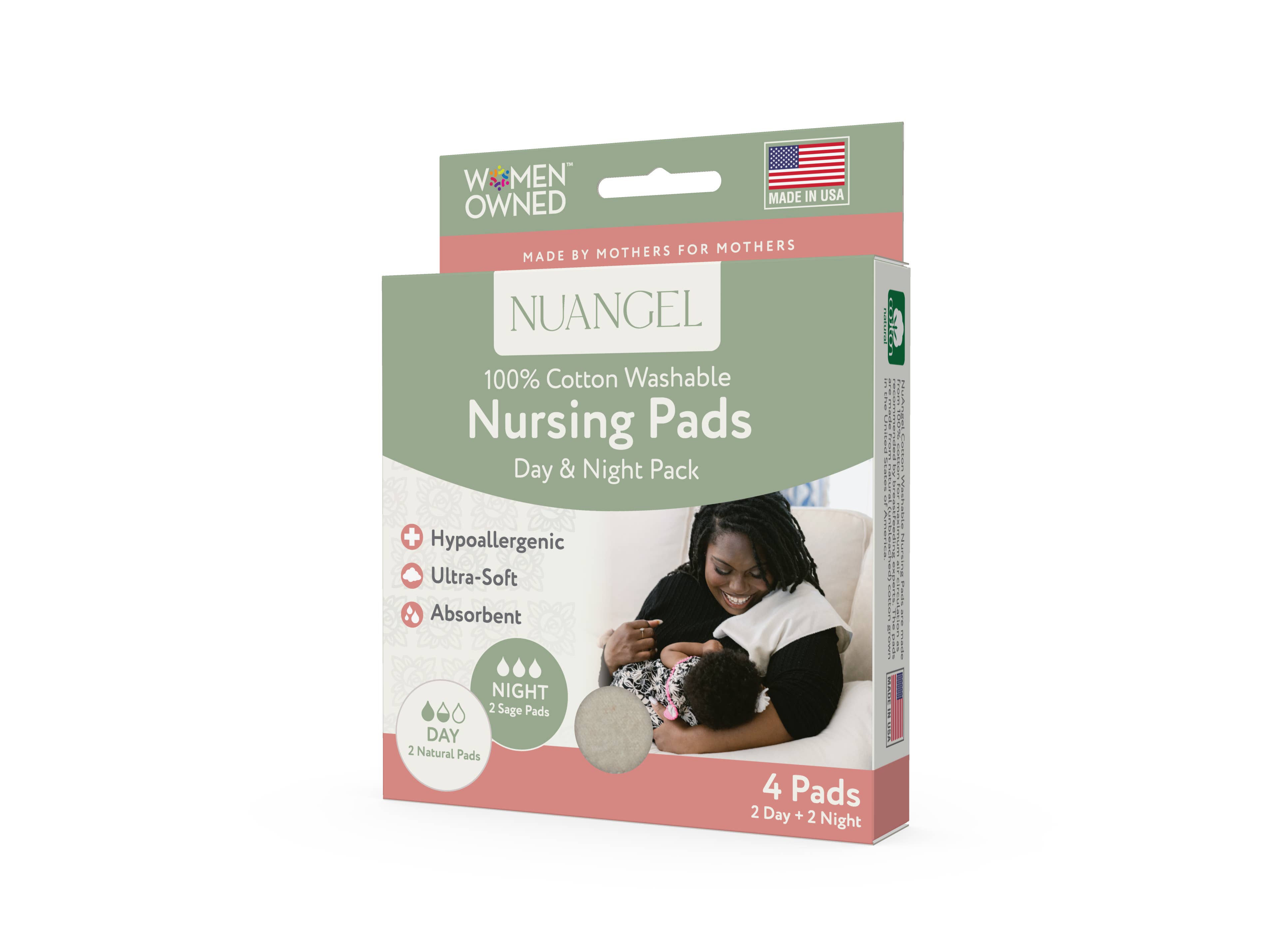 NuAngel - Wholesale Nursing Pillow/Pad - Maternity - 100% Cotton Nursing Pads - Day & Night Pack2
