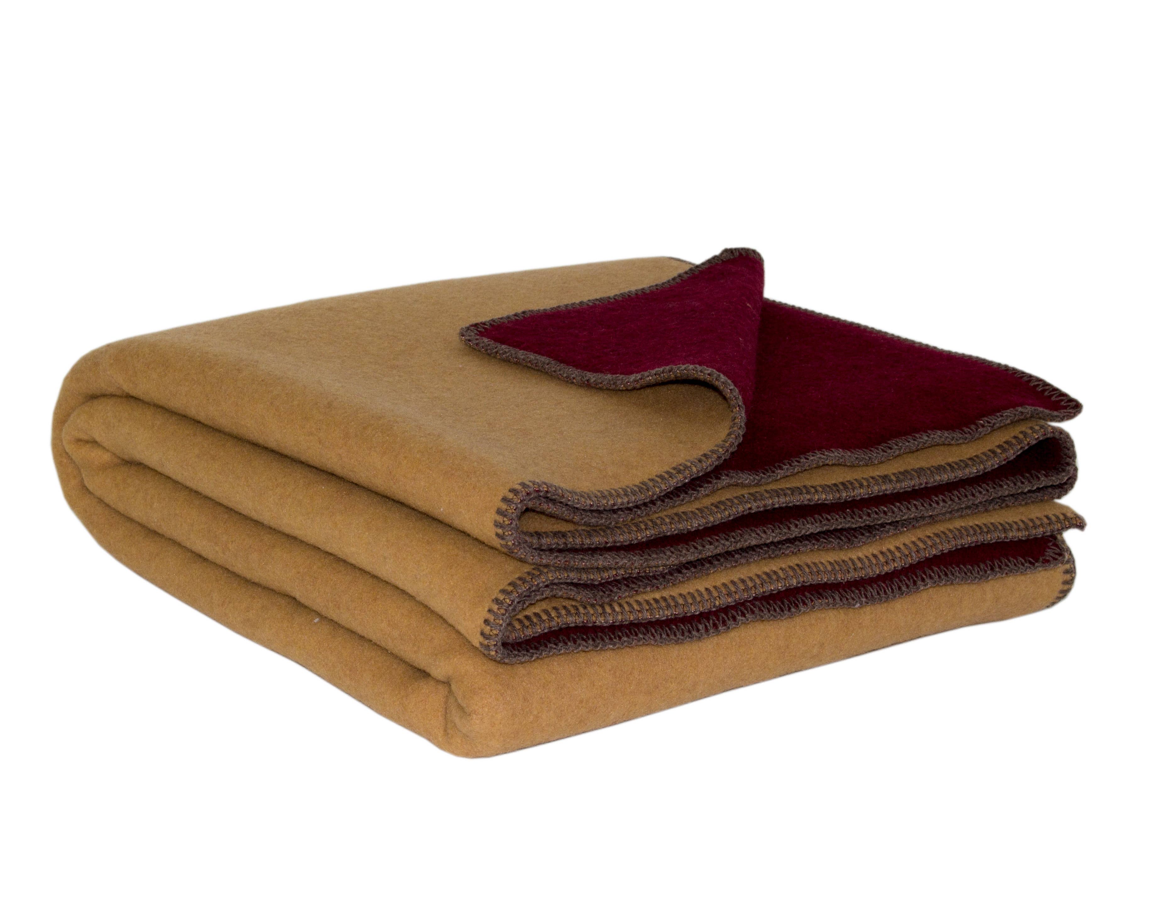 MoST - Wholesale Bedding Blanket - Merino wool bed blanket WINE & HONEY - single - red/yellow1