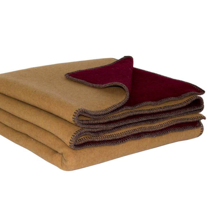 Coperta da letto in lana merino WINE & HONEY - matrimoniale - rosso/giallo per la vendita all'ingrosso da parte di MoST