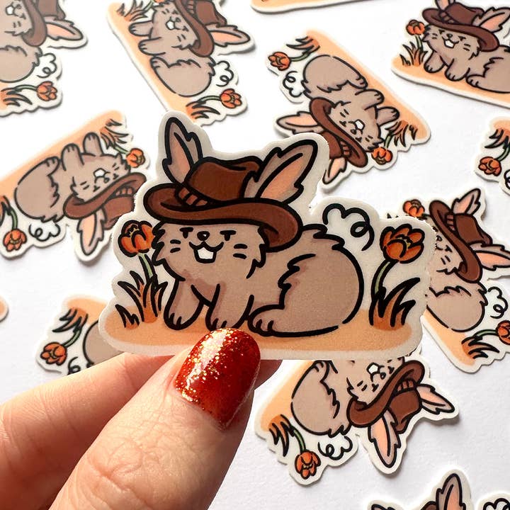 Cowboy Bunny Mini Sticker for wholesale by Shop Emily M
